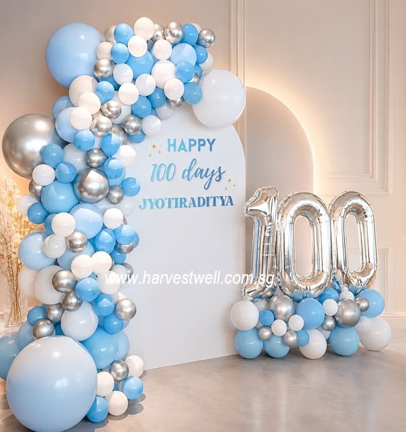 Blue & Silver Balloon Setup Singapore